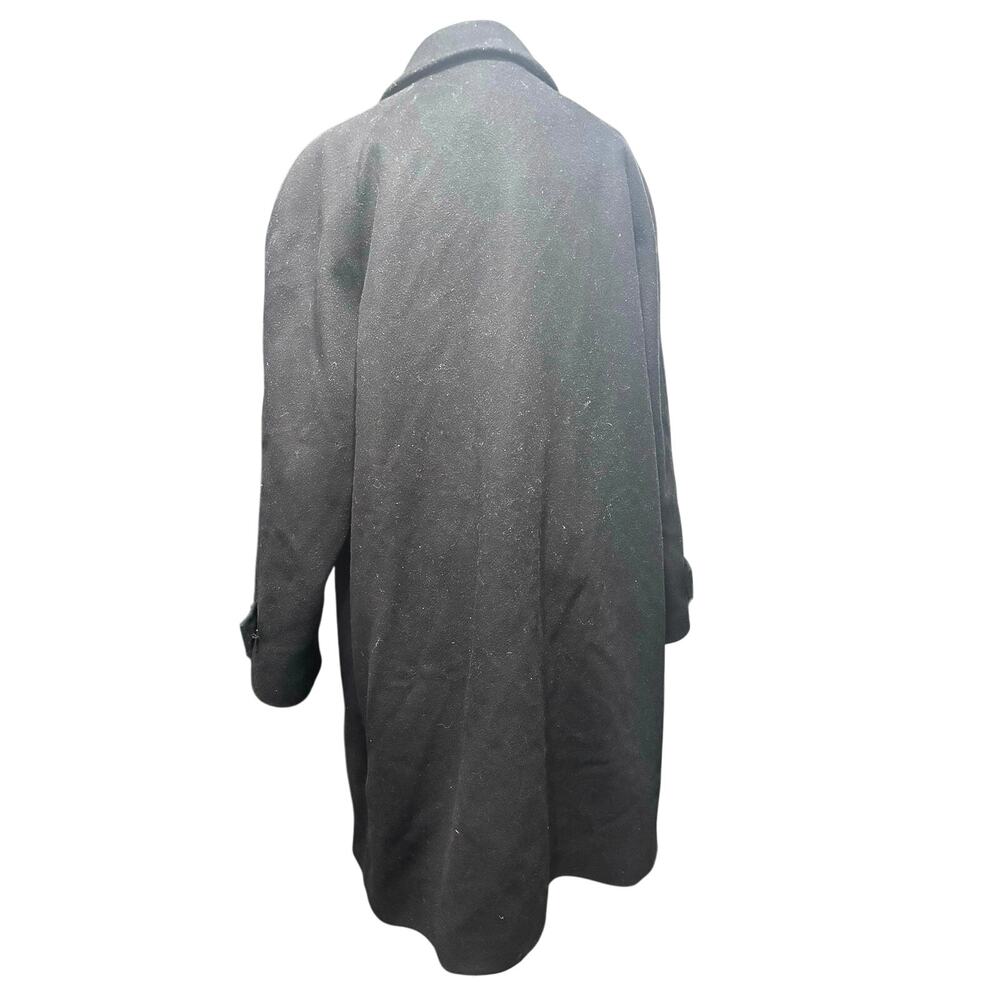 Jones New York wool long trenchcoat sz 14 W black minimalist old money  flaw - Picture 3 of 11
